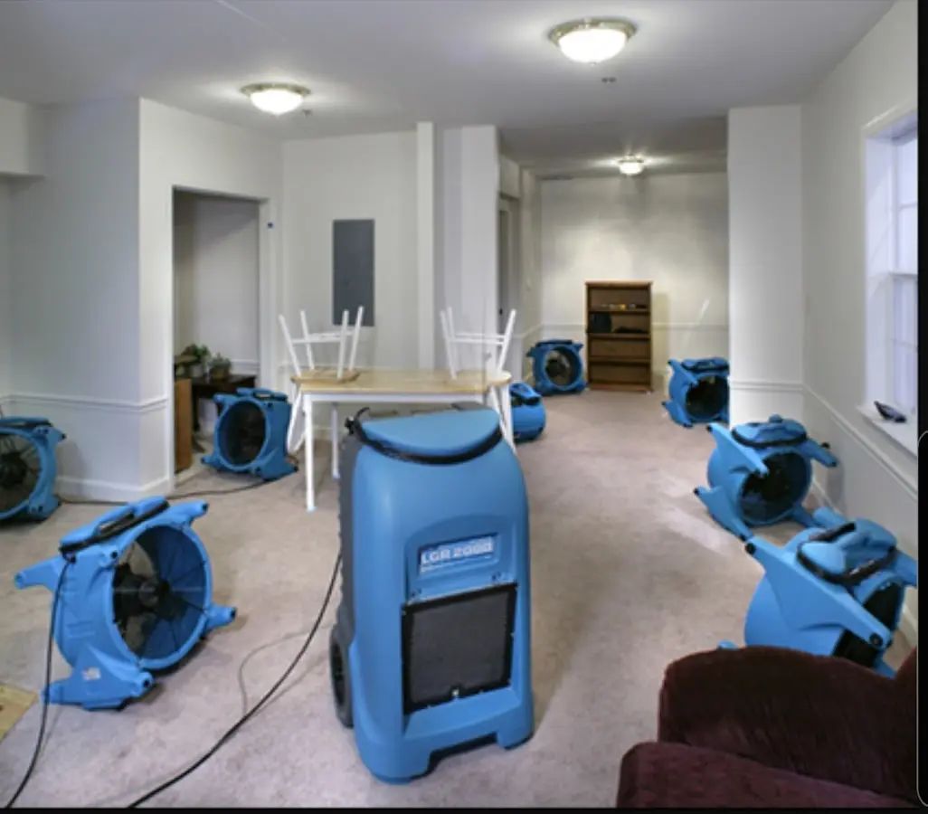 Air movers and dehumidifier setup for Water Extraction & Removal in Warner Robins